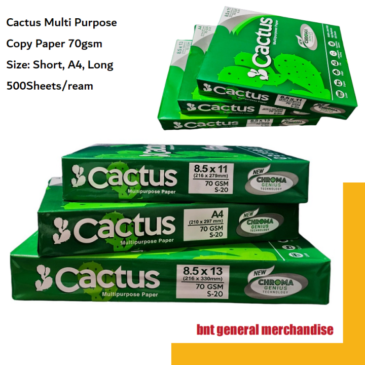 Cactus Multi Purpose Paper Copy Paper Bond Paper 70gsm Sub 20 Lazada PH