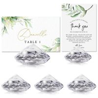 5/10Pcs Diamond Place Number Card Holder Acrylic Table Name Card Stand Photo Clip For Wedding Anniversary Party Home Decoration