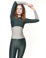 BARREL WOMENS ABYSSAL RASHGUARD - GREEN/BEIGE