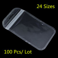 100PCS Lot Clear Plastic Zipper Bags For Electronic Accessories Storage Zip Lock Resealable Poly Grocery Package Bag Hang Hole