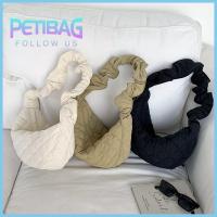 PETIBAG แฟชั่นสำหรับผู้หญิง เกี๊ยวซ่าซ่า กระเป๋าโฮโบ ผ้าฝ้ายบุนวม กระเป๋าใต้วงแขน กระเป๋าสะพายไหล่แบบสั้น กระเป๋าถือลายสก๊อต ถุงเมฆ