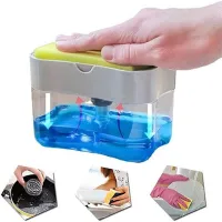 Plastik 2-In-1 Spons Kotak dengan Dispenser Sabun Double Layer Dapur Dispenser Sabun Spons Pembersih Pemegang Case WJ608