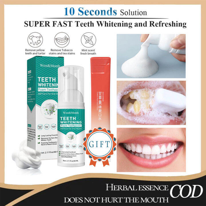 Whitening Teeth West&Month Tooth Whitening Mousse Toothpaste Oral