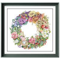 【hot】 Wreath of cross stitch package 18ct 14ct 11ct white fabric thread embroidery handmade needlework