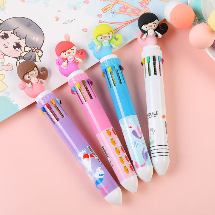 Cute mermaid ballpoint pen 10 color 1 multicolor doodle ballpoint pen ...