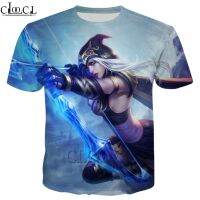 CLOOCL ฟิกเกอร์ตำนานเกมลีก Of Legends Ashe เสื้อยืดคอกลมสไตล์ตามท้องถนนผู้ชายผู้หญิงแขนสั้น3มิติ