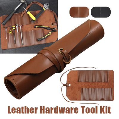 Tools Knives Roll Up Bag Leather Protective Sleeve Pocket Kitchen Cutter Organizer Chef Seal Engraving Roll-Up Knife Cover Bag