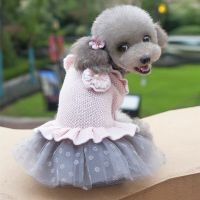 Pet Dog Dresses Knitted Princess Skirts Dress Fashion Teddy Chihuahua Party Birthday Clothing Bowknot Pet Clothes Supplies Dresses