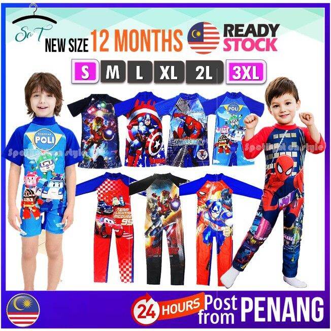 [19]🇲🇾PENANG READY STOCK 🌸 Kids Swimwear Boy Swimsuit Spiderman