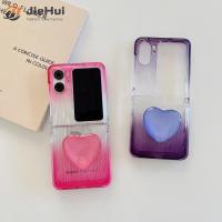 JieHui สำหรับ OPPO Find N2พลิกโปร่งใส gradient Water ripple + วงเล็บ PC Hard SHELL แฟชั่นเคสโทรศัพท์