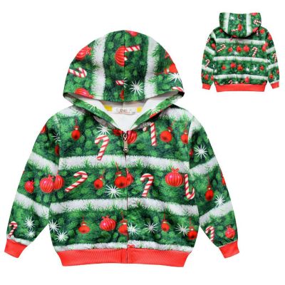 (จ่ายเงินปลายทางได้- kame）ชุดคริสมาส เสื้อแจ็คเก็ตเด็กซิปคาร์ดิแกนคลุมด้วยผ้าเด็กชุดคริสต์มาสชุดวันเกิด W1468