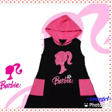 Trendy Barbie Pink Black Puff Top and Skirt for Kids Girls Dresses