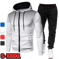 Newest Men Slim Fit Zipper Jacket and Black Pant Set Outdoor Casual Sweatshirt Suits