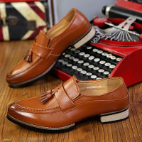 Basic Mens Formal Slip-On PU Leather Loafers Wedding Dress for Male Business Fashion Pointed Toe Tassel Shoes