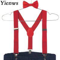 Yienws Boys Girls Bow Tie Suspenders for Baby Kids Pants Bow Tie Braces for Children Pink Red Black Szelki Bretels YiA050 Boys Clothing