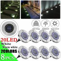 20LED Solar Power Disk Light Outdoor Garden Solar Underground Light Deck Light Spotlight Buried Solar Led Lamp Garden Decoration Outdoor Lighting