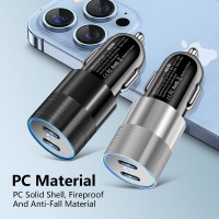 40W Fast Dual PD Type C Mini Car Charger 2พอร์ต Type C PD Car Phone Charger สำหรับ iPhone 13 12 11 Pro Max Samsung Power Adapter ในรถยนต์