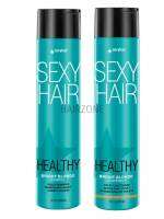 Sexyhair sulfate free healthy bright blonde shampoo + conditioner 300ml แชมพุม่วงเข้ม เหมาะสำหรับถนอมสีเทา สี platinum กำจัดสีส้มหรือแดงที่ไม่ต้องการให้เกิดเวลาสระผม ใหม่