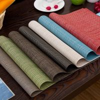 ☂✆ Simple solid color home table tableware mat thickened woven heat insulation mat pvc table mat waterproof western food mat coaster