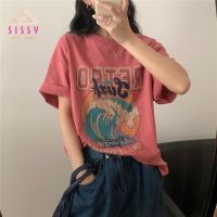 ?sissy_koko? 2323# เสื้อยืดแขนสั้นสไตล์เกาหลีoversize เสื้อคอกลมสีขาว เสื้อผ้าวินเทจ เสื้อโอเวอร์ไซส์ผู้หญิงลายตัวอักษร แฟชั่น ฮิปฮอป Xxl