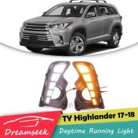 ไฟตัดหมอก LED DRL Day Light สำหรับ Toyota Highlander 2017 2018 ไฟวิ่งกลางวันพร้อมไฟเลี้ยว