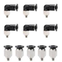 QDLJ-Azzkor 12pcs Pneumatic Miniature Quick Plug Thread Straight Through Connector Pc4-m3/pc6-m5/pl6-01 Mini Elbow Fittings