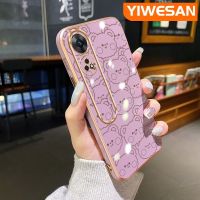 YIWESAN เคสสำหรับ OPPO Reno 8T 4G Reno 8T 5G A1 Pro 5G ดีไซน์ใหม่การ์ตูนหมีน้อยหรูหราเคสเคสโทรศัพท์ชุบสุดสร้างสรรค์ลายขอบนิ่มคลุมทั้งหมดเคสกันกระแทกเลนส์กล้องถ่ายรูป