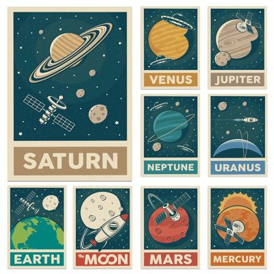 Planet Of The Solar System โปสเตอร์และภาพพิมพ์-Modern Space Art ภาพวาดผ้าใบ-Wall Art สำหรับบ้านบาร์หรือสำนักงาน-การตกแต่งที่ไม่เหมือนใครและสะดุดตา