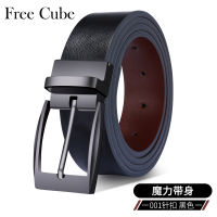 【COD/Ready Stock】Men Belt Fashion New 3.2cm Mens Casual Genuine Leather Double-sided Belts Rotating Pin Buckle Belts for Men