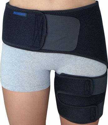 ROXOFIT Hip Brace - Sciatica Pain Relief Brace - Thigh Hamstring Compression Support Wrap - Stabilizer for Groin, Hip Flexor, SI Joint for Labral Tear, Arthritis, Bursitis, Sciatic Nerve pain for Men Women
