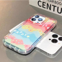 For IPhone 14 Pro Max IPhone Case Thickened TPU Soft Case Clear Case Shockproof Rainbow Compatible with For 13 Pro Max