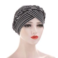 【YF】 Muslim Women Silk Braid Pre tied Turban Hat Headscarf Cancer Chemo Beanie Cap Headwear Head Wrap Hair Accessories