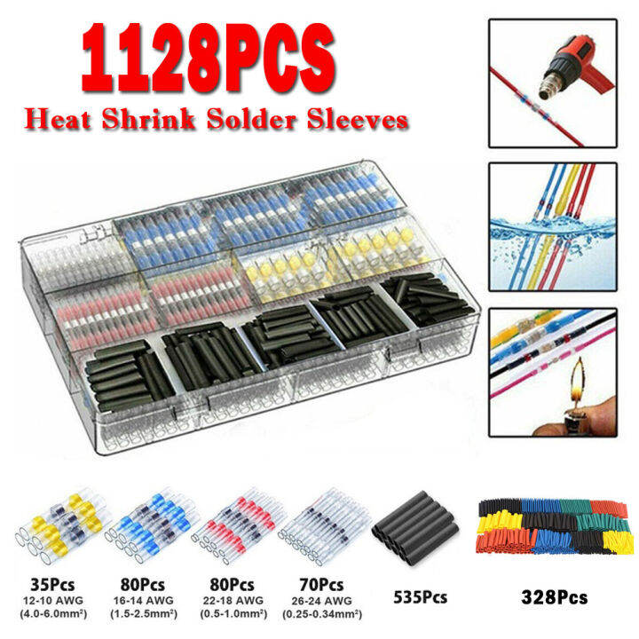 50-300-1128pcs-กันน้ำความร้อนก้นขั้วต่อ-crimp-บัดกรีซีลสายไฟสายไฟ-splice-terminal-ชุดพร้อมเครื่องทำความร้อน-iewo9238