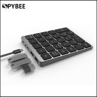 Mini Bluetooth Numeric Keyboard 28 Keys Protable Keypad with USB Hub 3.0 Compatible with Tablet PC Laptop Desktop