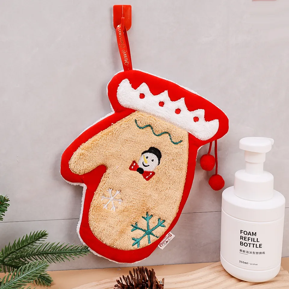 Red Winter Christmas Snowman Snowflake Soft Microfiber Kitchen Towel  Absorbent Clean Dish Cloth Towels Kichen Cleaning Supplies