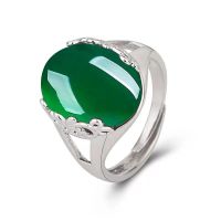 Hot sale แหวนพลอย แหวนหยก หยกพม่าแท้ แหวน แหวนแฟชั่น Jade Ring แหวนอาเกตเทียมสตรี,แหวนปรับได้สีเขียวสไตล์วินเทจสำหรับเป็นของขวัญเครื่องประดับสำหรับผู้หญิง เงินแท้ 925 เคลือบทองคำขาว แหวน แหวนแฟชั่น แหวนทอง ทองชุบประดับหินหยกเขียว ม่ลอกไม่ดำดีไซน์เรียบหรู