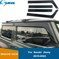 คิ้วกันสาดกระจกรถยนต์สำหรับ Suzuki Jimny JB64W-JB74W MK4 2019 2020 2021 2022 2023หน้าต่างที่บังฝนที่บังแดดตัวเบี่ยงฝน