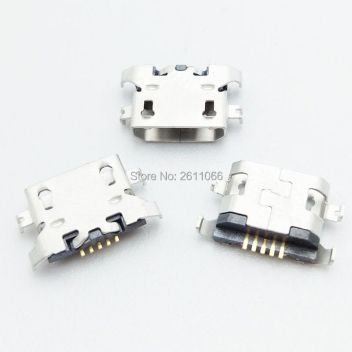 Hot Selling 50Pcs Micro USB 5Pin Heavy Plate 1.28Mm 1.27 Flat Mouth Without Curling Female Connector For Lenovo Mobile Phone Mini USB Jack
