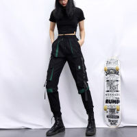 Workwear Black Cargo Pants Womens Autumn Winter Thickened High Waist Cargo Pants Casual Sports Loose Straight Trousers