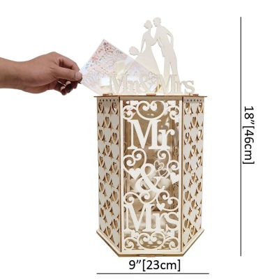 Wedding Card Box Mr and Mrs Wedding Supplies DIY Couple Mesh Business Card Wooden Box Birthday Decoration Party Supplies