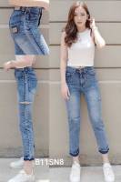 [New 2511] กางเกงยีนส์ผู้หญิง กางเกงยีนส์เอวสูง กางเกงยีนส์ผญผ้าไม่ยืด กางเกงยีนส์ทรงบอยเนื้อผ้าดีมาก ใส่สบายออกแบบแท่ วัยรุ่่นชอบ
