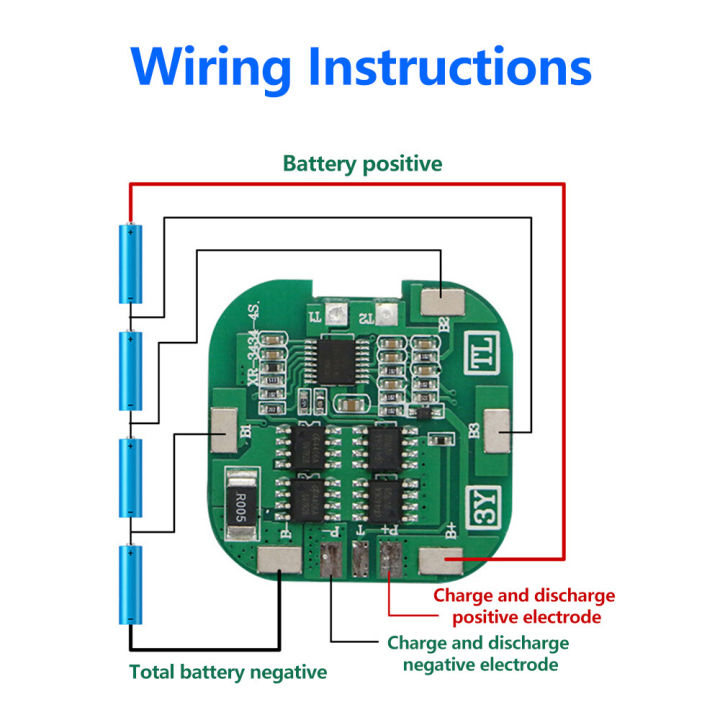 pcbfun-4s-14-8v-แผ่นป้องกันแบตเตอรี่ลิเธียมที่มีพอร์ตเดียวกัน8a-การทำงานอย่างต่อเนื่อง