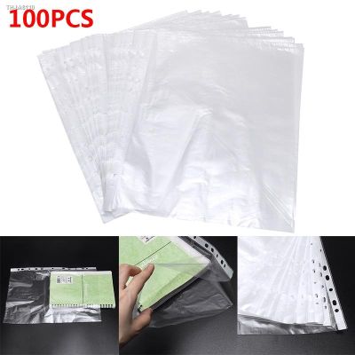 ✆☽ 100Pcs A4 Clear File Fodler Folder Bags Plastic Transparent Punched Pocket Folders Filing Sleeves Document Sheet Folder Bag