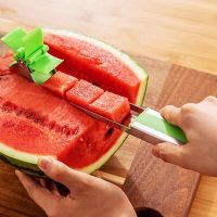 Watermelon Cutter Windmill Design Cut Quickly Watermelon Salad Fruit Slicer Cutter Tool Washable Kitchen Gadgets Stainless Steel Graters  Peelers Slic