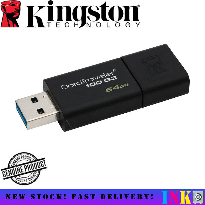 Kingston DataTraveler 100 G3 64GB USB 3.0 Flash Drive with Sliding Cap ...