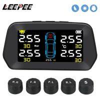 【LZ】♟₪◄  Carro TPMS Solar Tire Pressure Monitoring System 5 Sensores Display LCD Digital Tester Pneus Auto Alarme De Segurança Acessórios Do Veículo