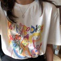 【X-style】เกาหลีหลวมแขนสั้นป่าพิมพ์เสื้อยืด