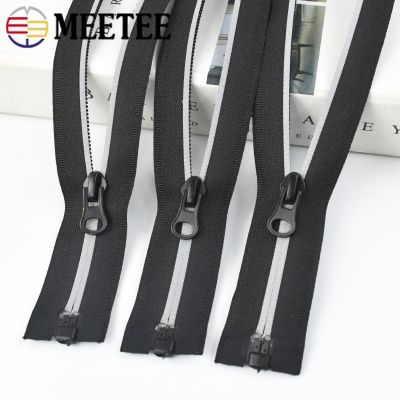 ¤ 5Pcs Meetee 5 Nylon Zipper 40-100cm Open-End Reflective Zipper Garment Outdoor Clothes Bag Repair Tailor DIY Sewing Accessories