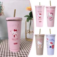 Cartoon Cute Pink Straw Water Cup High-capacity Stainless 750m Tumbler Steel J8O5