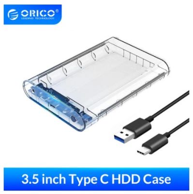 ORICO 3.5 Inch SATA to USB 3.1 Type C Transparent HDD Case SSD Adapter 12TB Hard Disk Drive Box External Storage HDD Enclosure(3139U3)